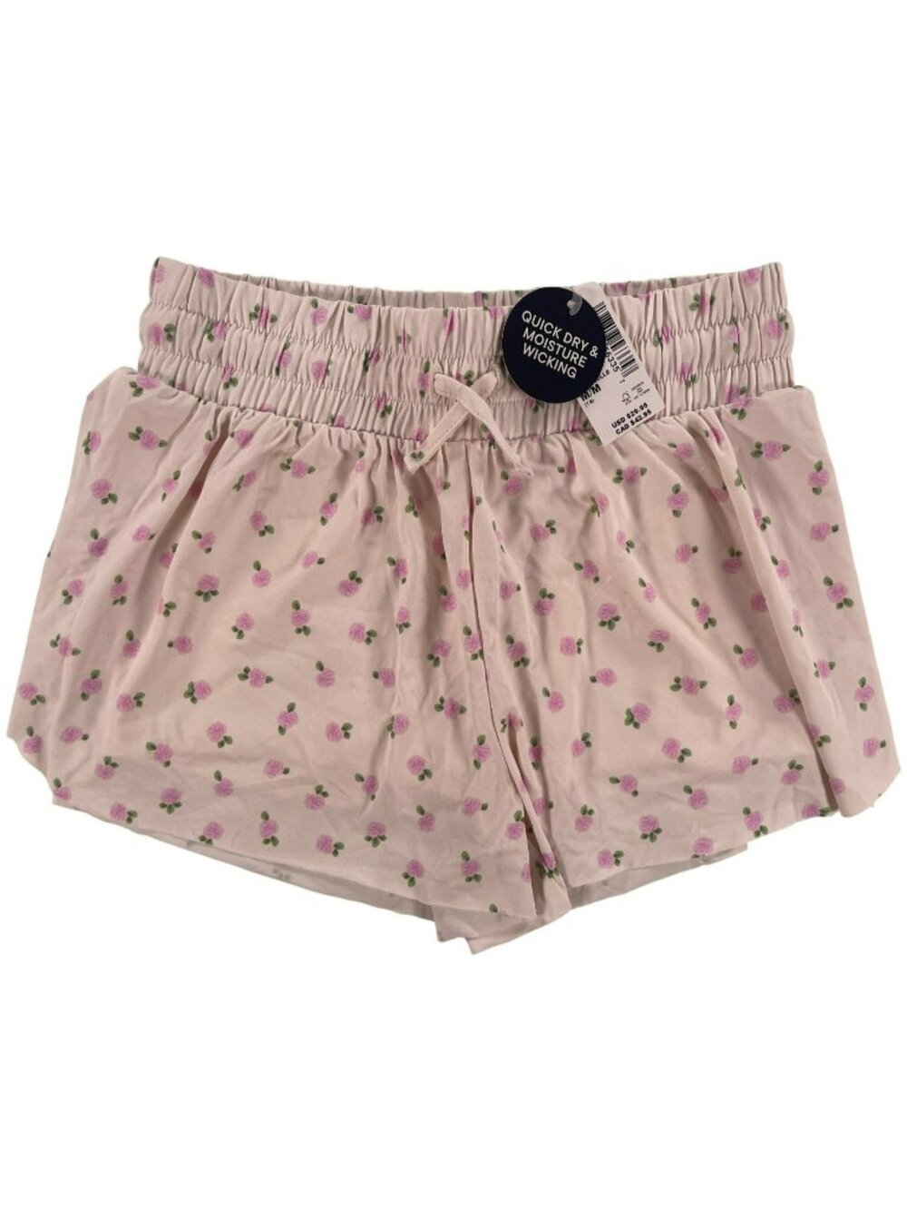 Place Girls Shorts White Daisy Quick-Dry Moisture-Wicking Pink Floral Size M NEW